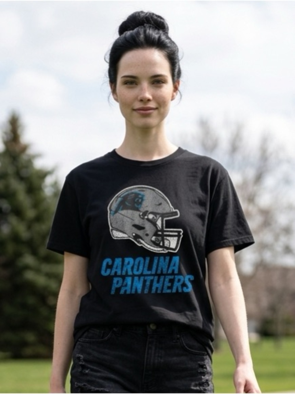 NWT NIKE NFL Unisex Carolina Panthers Football Black Graphic Tee Shirt - Size M